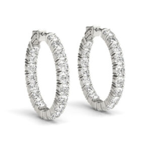 Round Hoop Diamond Earring